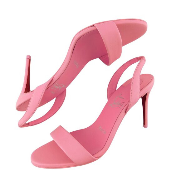 Unworn Christian Louboutin Pink Leather Strap Pump Sling Heel Sandals 36 - Picture 5 of 9